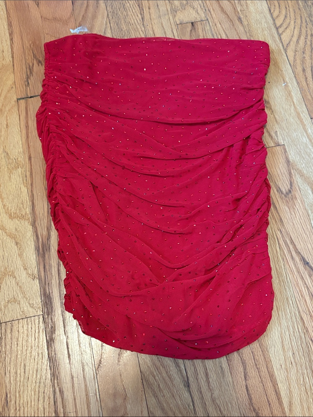 AFRM Red Ruched tube top with red sequins